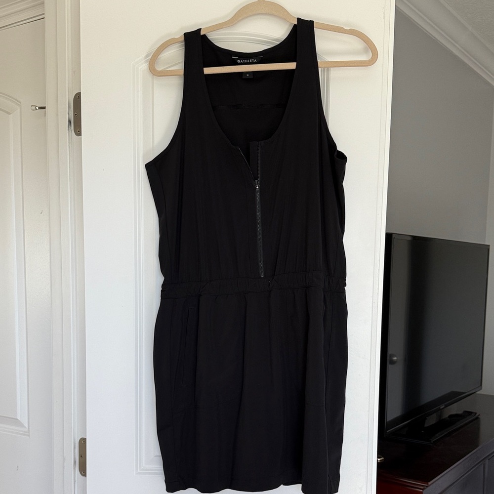 Athleta expedition Black Sleeveless athletic mini Dress with shorts underneath